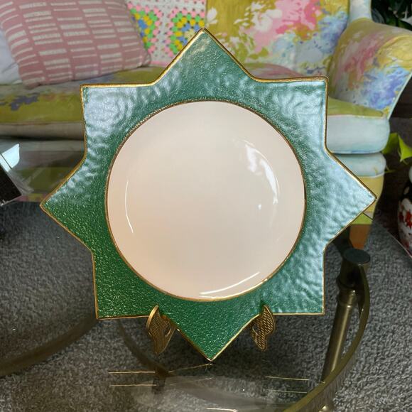 Vietri (Italy)Green Gold Star Accent Dessert Plate - Picture 2 of 16